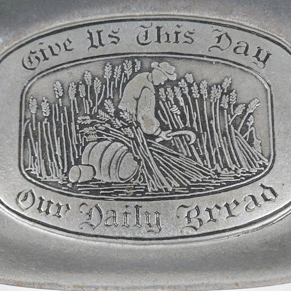 Vintage Wilton Pewter Give Us This Day‎ Our Daily Bread Tray The Lord Prayer USA